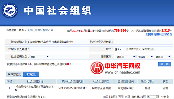 中華汽車網校社會組織查詢信息@chinaadec.com