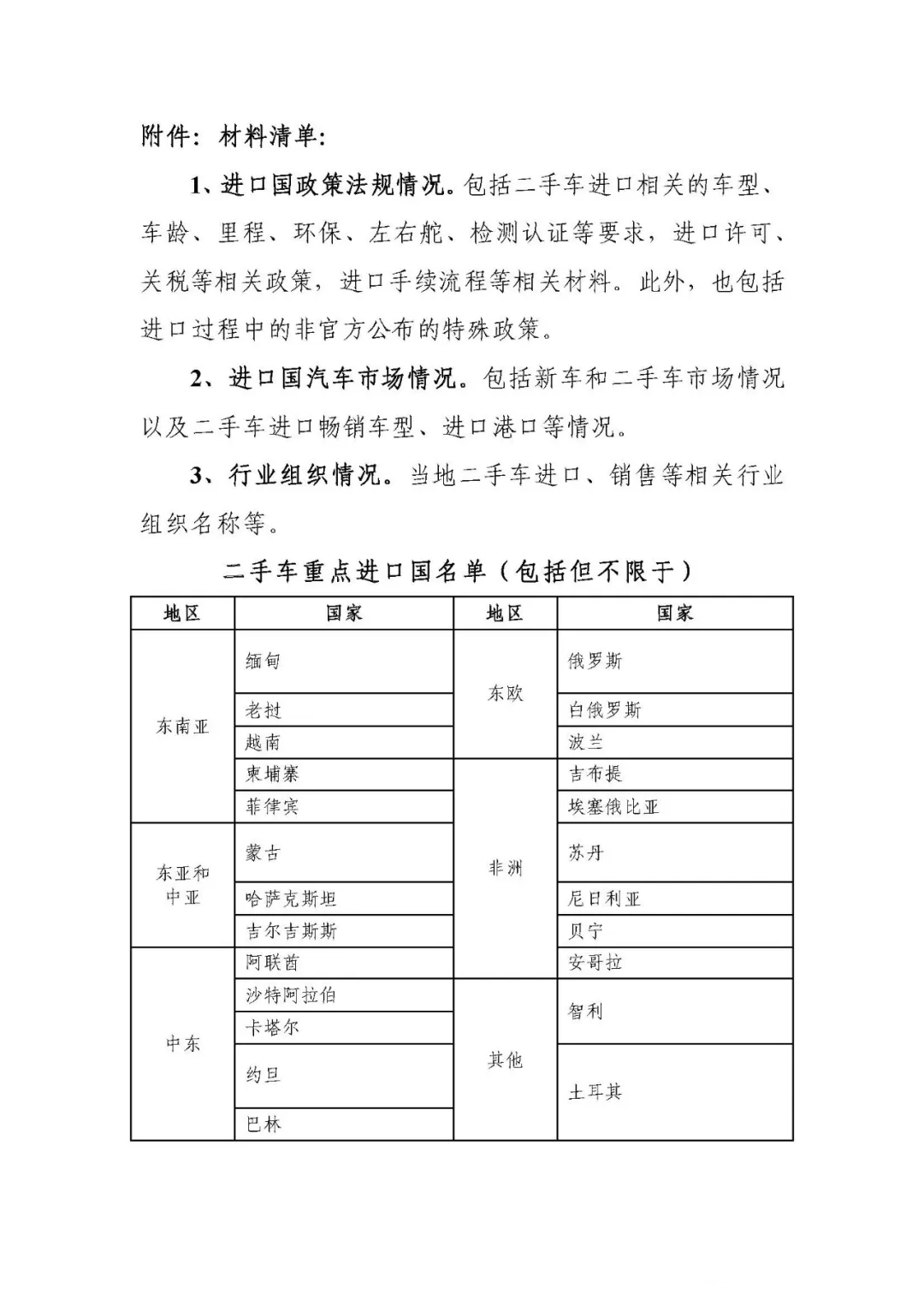 關于征集我國二手車重點進口國政策法規相關材料的通知@chinaadec