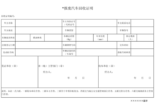 報廢機動車回收證明